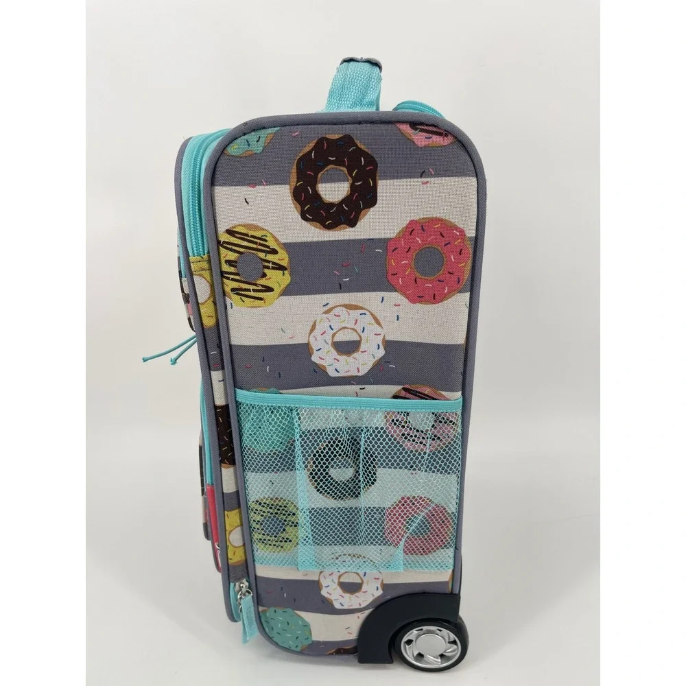 Crckt Kids Rolling Suitcase One Size Gray Donut Print Travel Luggage